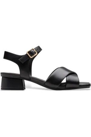 Clarks Para mulher. 26181343 Sandálias de couro Serina35 Cross preto (36.5), 1 a 3cm, 5 a 8cm, Fivela, Casual