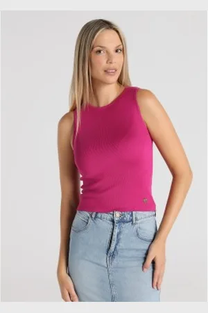 Lois Para mulher. 423132697 T-shirt sem mangas em malha canelada (XS), Casual, Viscoso, Sem mangas / correias