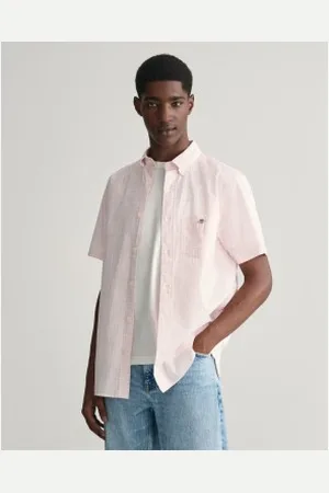 GANT Para homem. 3000121 Camisa de manga curta de corte regular em popelina cor-de- (L), Casual, Algodão