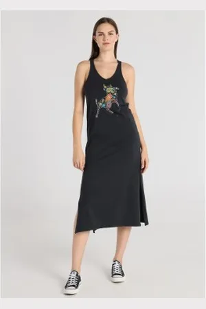 Lois Para mulher. 448492736 Vestido midi sem mangas com decote gráfico Vestido midi com decote toro (XS), Casual, Algodão, Sem m