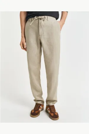 GANT Para homem. 1505272 Calças de linho de corte descontraído com cordão ajustável bege (L), Casual