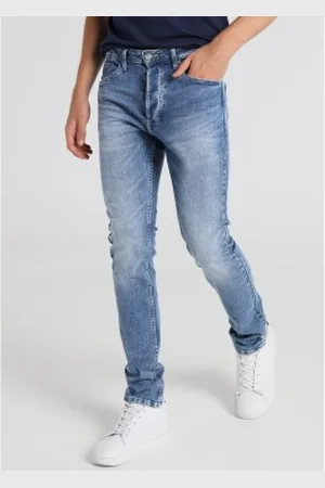 Lois Para homem. 101923747 Calças de ganga de corte fino azuis (28), Azul, Casual, Algodão, Denim