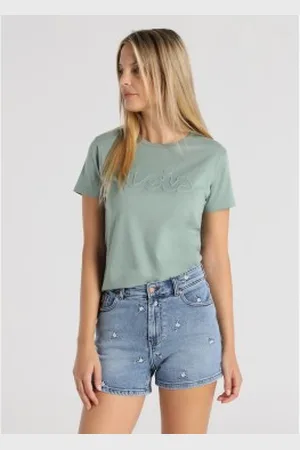 Lois Para mulher. 217452641 Calções de ganga bordados em freedom (26), Casual, Algodão, Denim