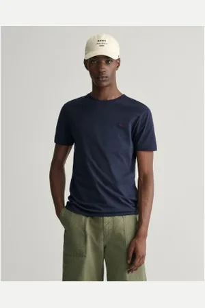 GANT Para homem. 2013032 T-shirt com logótipo em contraste azul-marinho (L), Casual, Algodão, Manga curta
