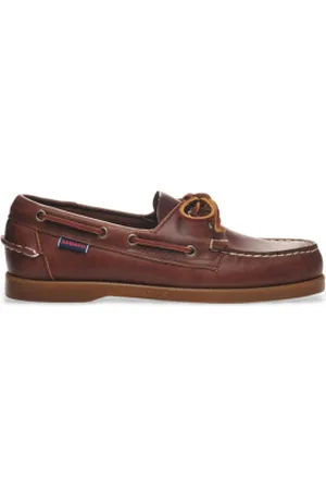 SEBAGO Para homem. 70000G0 Mocassins em pele encerada Portland castanho (41), Couro, Marrom, Plano, Cordão, Casual