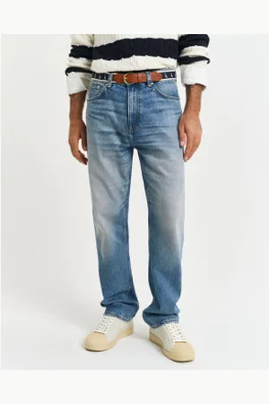 GANT Para homem. 1000416 Calças de ganga de corte direito azul (30/32), Casual, Algodão, Denim