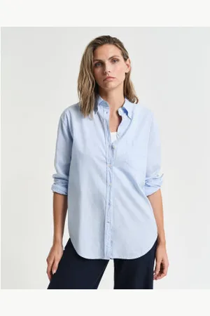 GANT Para mulher. 4300411 Camisa Oxford de luxo de corte descontraído (34), Casual, Algodão, Manga comprida