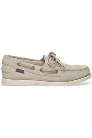 SEBAGO Para mulher. 781111W Mocassins de couro em pele de cor taupe Portland Flesh Out (37.5), Plano, Cordão, Casual