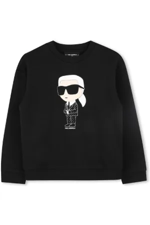 Karl Lagerfeld Para menino. Z30431 Camisola de algodão preta (4años= 102cm), , Casual, moda infantil