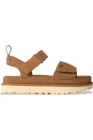 UGG Para mulher. 1136783 Sandálias castanho Goldenstar (37), Marrom, Plano, Velcro, Casual