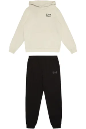 EA7 Para menino. 8NBV54_BJEXZ Fato de treino bege e preto Core Identity (4Años= 106cm), Casual, Esportivo, Algodão, Multisport, Manga compri
