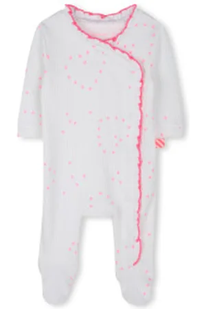 Billieblush Para menina. U21001 Pijama branco com nervuras (1mes= 54cm), Homewear, Manga comprida, Algodão orgânico, Sustentável, moda infan