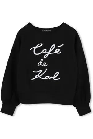 Karl Lagerfeld Para menina. Z30473 Camisola de malha dupla preta (4años= 102cm), Preto, Casual, Algodão, Manga comprida, moda infantil