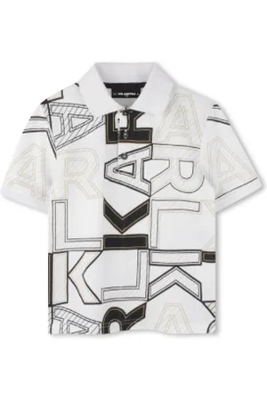 Karl Lagerfeld Para menino. Z30436 Pólo de manga curta branco, preto (16años= 176cm), Casual, Algodão, moda infantil