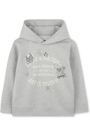 Zadig & Voltaire Para menina. X60327 Casaco com capuz cinzento (4Años= 102cm), Casual, , Algodão, moda infantil