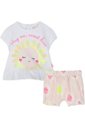 Billieblush Para menina. U21081 Conjunto de t-shirt e calções (3meses= 60cm), Casual, Algodão, Manga curta, moda infantil