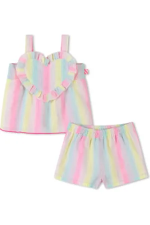 Billieblush Para menina. U20821 Conjunto de t-shirt e calções multicoloridos (12meses= 74cm), Casual, Algodão, Sem mangas / correias, moda i