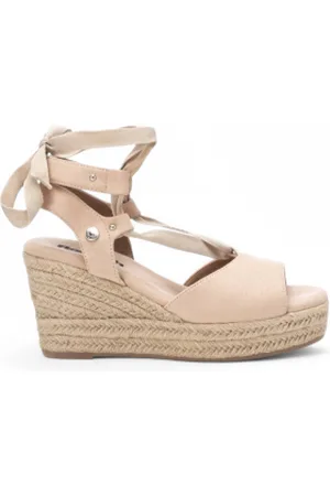 Refresh Para mulher. 17077106-BEIGE Sandálias em pele 170771 (37), 8 a 10cm, Camurça, Cordão, Casual