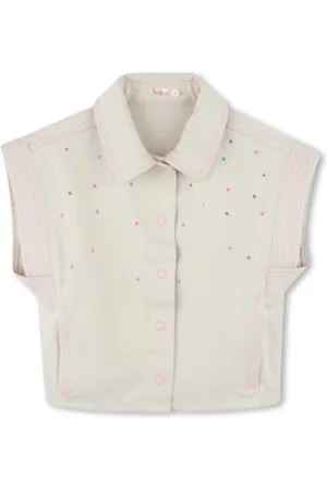 Billieblush Para menina. U20886 Casaco sem mangas com forro (4años= 102cm), Casual, Algodão, Manga curta, moda infantil