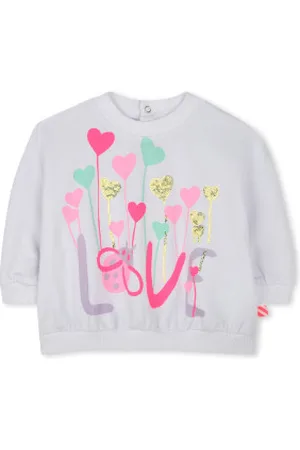 Billieblush Para menina. U20831 Camisola branca com gola redonda (2años= 86cm), , Casual, Algodão, moda infantil