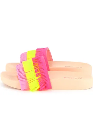 Billieblush Para menina. U20683 Chinelos de dedo com franjas multicoloridos (29), Plano, Nenhum, Casual, Beachwear, moda infantil
