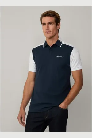 Hackett Para homem. HM563404 Polo Hs Resort Col Block navy (M), Casual, Algodão, Manga curta