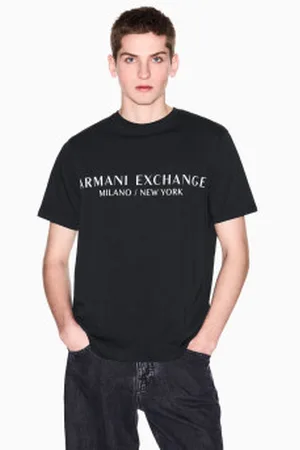 Armani Exchange Para homem. 8NZT72Z8H4ZUB001 T-shirt de malha de corte regular preta (S), , Casual, Algodão, Manga curta