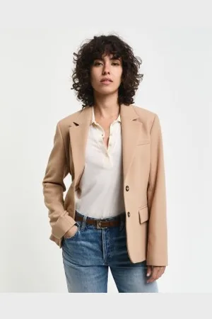 GANT Para mulher. 4770320 Blazer de sarja de corte justo (36), Casual, Poliéster