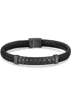 HUGO BOSS Para homem. 1580676S Pulseira de couro entrançado preto (OSFA), Casual, Correia, Pele