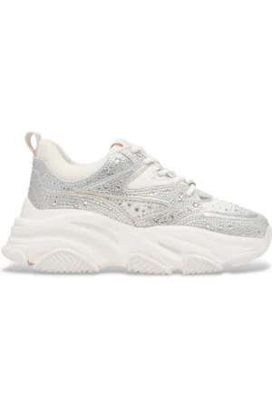 Steve Madden Para mulher. SM19000082 Sapatilhas Privy silver (36), Prata, 3 a 5cm, Cordão, Casual