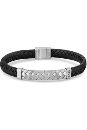 HUGO BOSS Para homem. 1580674S Pulseira de couro entrançado preto (OSFA), Casual, Correia, Pele