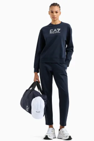 EA7 Para mulher. 7W000115_AF13135 Fato de treino de algodão elástico azul-marinho (3XL), Casual, Esportivo, Multisport, Manga comprida