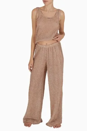 Emporio Armani Para mulher. EW000563_AF12204 Calças de praia cor-de- (L), Casual, Poliamida