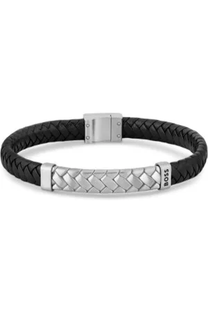 HUGO BOSS Para homem. 1580674M Pulseira de couro entrançado preto (OSFA), Casual, Correia, Pele