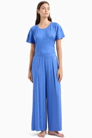 Emporio Armani Para mulher. EW000522_AF10889 Calças de lounge essenciais azuis (L), , Homewear, Viscoso