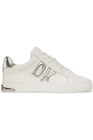 DKNY Para mulher. K1300916 Sapatilhas de couro Abeni branco (36), Plano, Cordão, Casual
