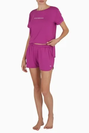 Emporio Armani Para mulher. EW000781_AF12192 Logótipo curto cor-de- (L), Homewear, Beachwear, Viscoso