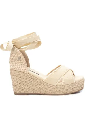Refresh Para mulher. 17077302-BEIGE Sandálias 170773 (37), Tecido, 8 a 10cm, Cordão, Casual