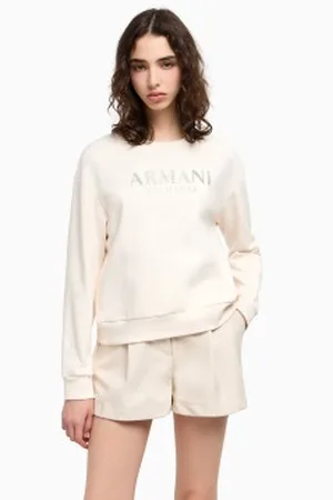 Armani Exchange Para mulher. XW000159AF11851U1003 Camisola branca com logótipo (L), , Casual, Esportivo, Algodão, Multisport