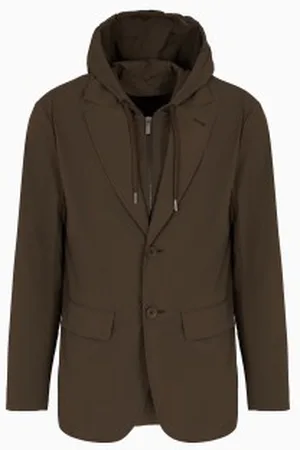 Armani Exchange Para homem. XM000212AF10357U8120 Blazer com capuz castanho (38), , Casual, Poliamida