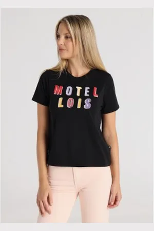 Lois Para mulher. 423292735 T-shirt gráfica letras pretas (XS), , Casual, Algodão, Manga curta