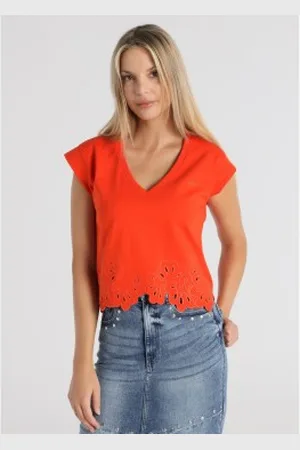 Lois Para mulher. 423082686 T-shirt Leaf Die Cut Detail (XS), Casual, Modal, Manga curta