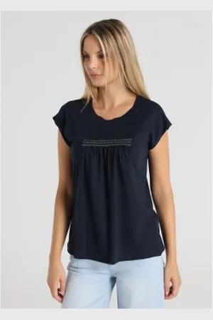 Lois Para mulher. 423172709 T-shirt com pormenor de elástico no peito (XS), Casual, Algodão, Manga curta