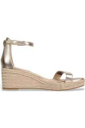 Tommy Hilfiger Para mulher. FW0FW08663 Eileen 8Z alpargatas em pele dourada (36), Couro, 5 a 8cm, Fivela, Casual