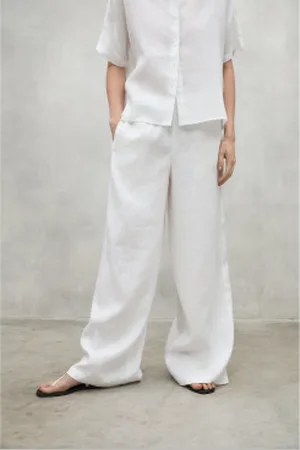ECOALF Para mulher. MCWGAPAMOSS00710S25-000 Calças Mossi brancas (XS), , Casual, Linho, Sustentável