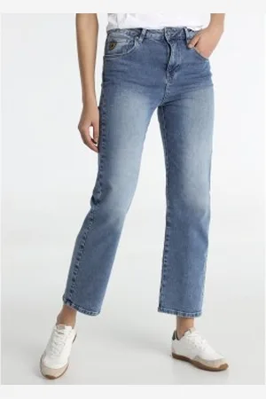Lois Para mulher. 207612747 Calças de ganga de corte direito azul (26), Casual, Algodão, Denim