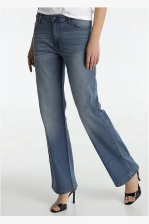 Lois Para mulher. 207982622 Calças de ganga de corte direito azul (26), Casual, Algodão, Denim
