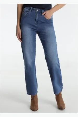 Lois Para mulher. 207612618 Calças de ganga de corte direito azul (26), Casual, Algodão, Denim