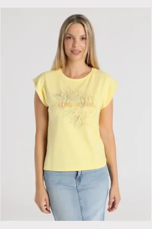 Lois Para mulher. 423062683 T-shirt de manga curta amarela (XS), Casual, , Algodão