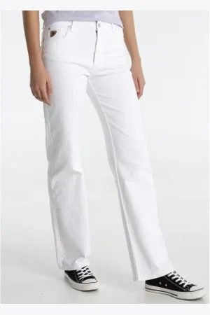 Lois Para mulher. 207982342 Calças de ganga de corte direito brancas (27), , Casual, Algodão, Denim